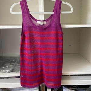 Loft thin sweater tank. Purple and red stripes